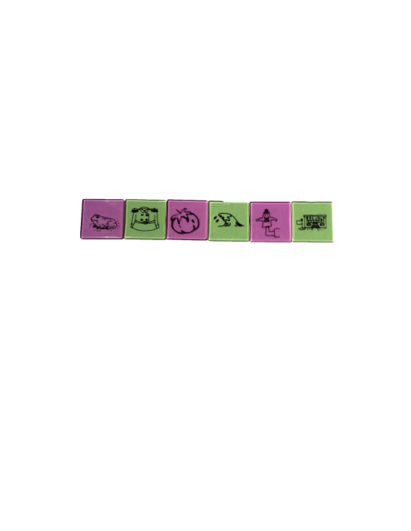 Reading rods :Fichas con dibujos del alfabeto.