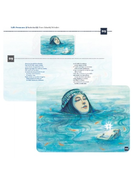 Set Kamishibai Natural + Láminas Cuento Sueño Azul de Elicura Chihualaf
