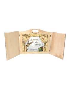 Set Kamishibai Natural + Láminas Cuento La Liebre y La Tortuga Vrs. Maga Villalón