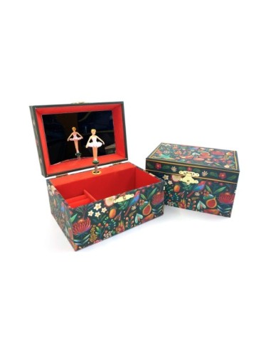 Joyero Musical Estaciones - Con Porta Anillos y Espejo Ancho - Primavera