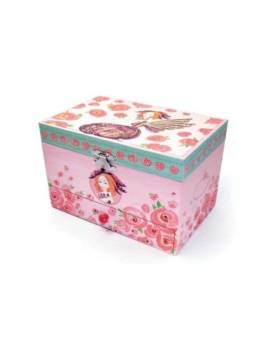 Joyero Musical Esperides - Con Porta Anillos, Cajón y Espejo Ancho