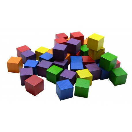 Cubos de madera 6 colores 2 x 2 cm set 102