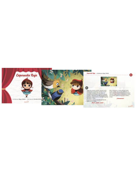 Set Kamishibai Láminas Cuento Caperucita Roja Vrs. Maga Villalón