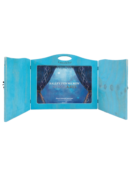 Set Kamishibai Madera Láminas Cuento Sueño Azul de Elicura Chihualaf