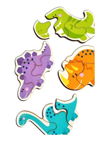 Rompecabezas 3 y 4 piezas - Dinosaurio