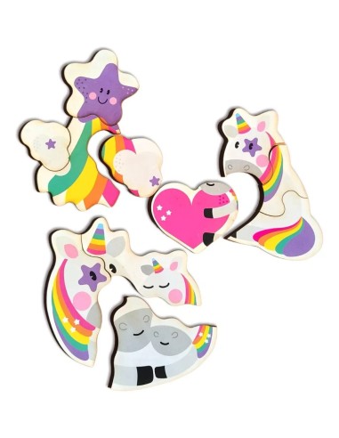 Rompecabezas 3 y 4 piezas - Unicornios