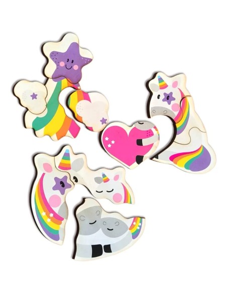 Rompecabezas 3 y 4 piezas - Unicornios
