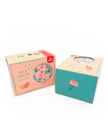 Joyero Musical Estaciones - Con Porta Anillos y Espejo Ancho - Verano
