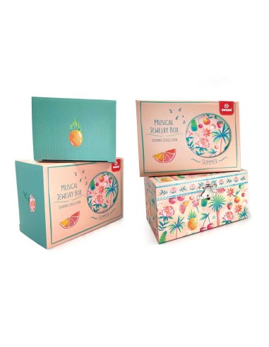 Joyero Musical Estaciones - Con Porta Anillos y Espejo Ancho - Verano