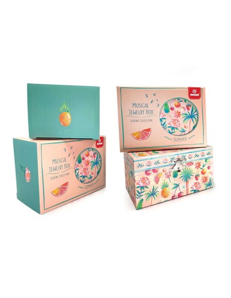 Joyero Musical Estaciones - Con Porta Anillos y Espejo Ancho - Verano