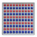 Tablero ábaco 100 bolitas giratorias con números rojos y azul