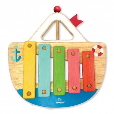 Colorido Barco Xilófono - De 5 notas con Mango