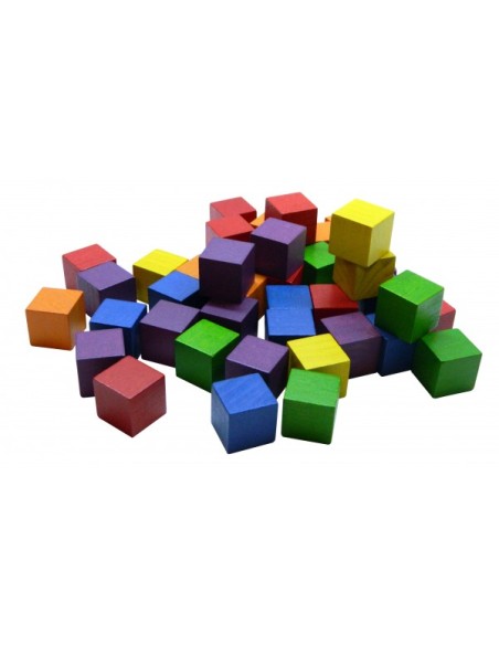 Cubos de madera 6 colores 2 x 2 cm set 102