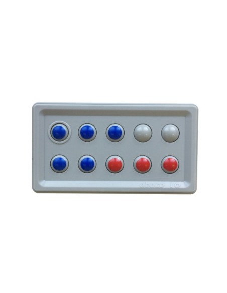 Tablero ábaco 10 bolitas giratorias rojo y azul