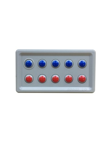 Tablero ábaco 10 bolitas giratorias rojo y azul