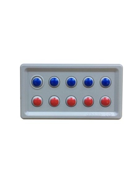 Tablero ábaco 10 bolitas giratorias rojo y azul